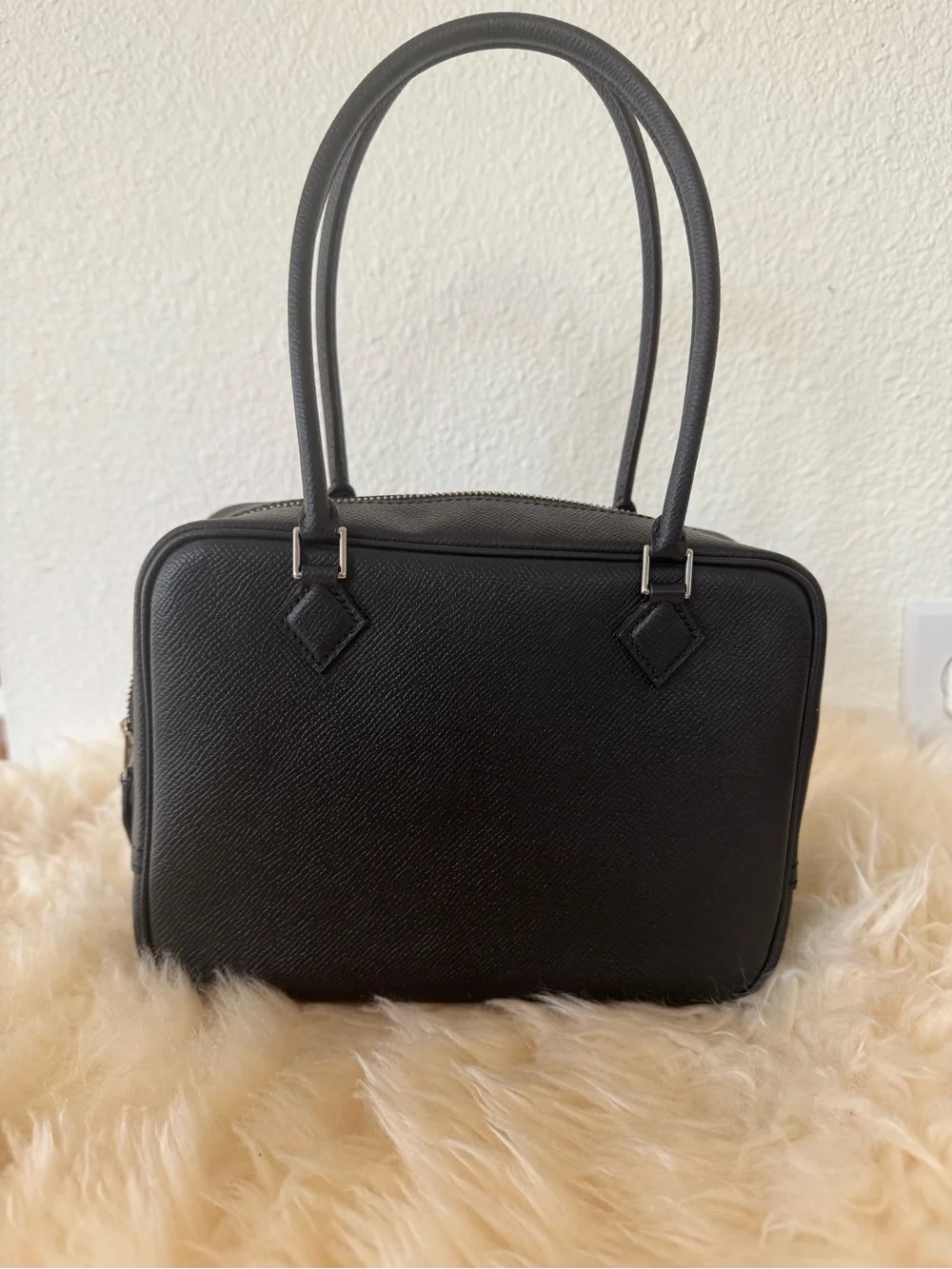 Mini plume 20 hand bag black epsom